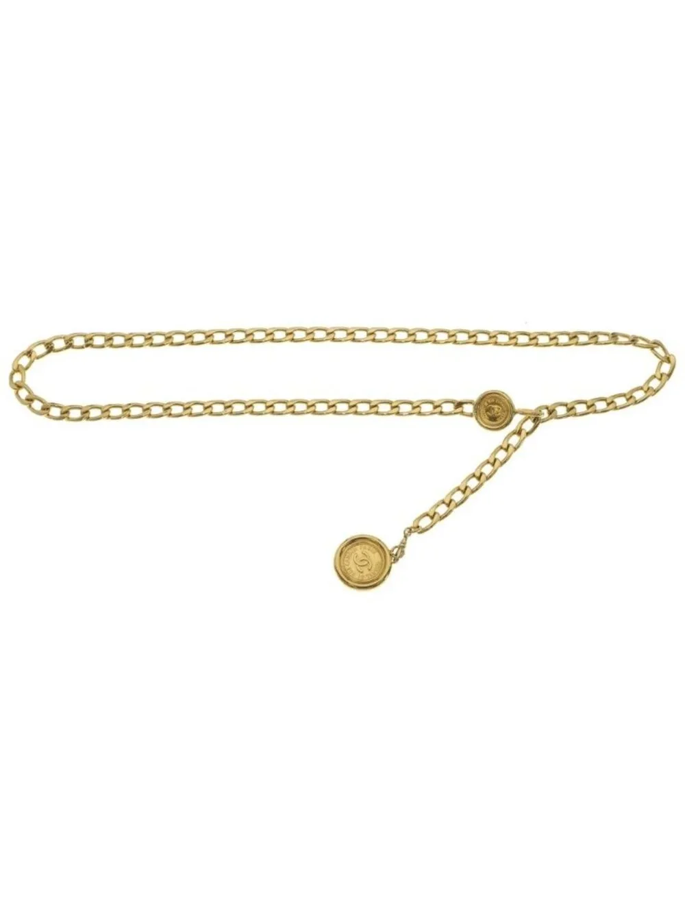 Chanel CC Logo Coin Medal Chain Belt Gold